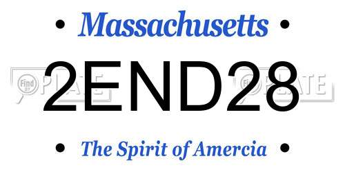2END28 Massachusetts License Plate