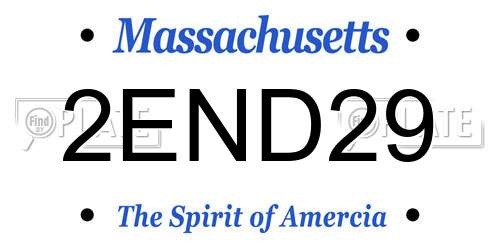2END29 Massachusetts License Plate
