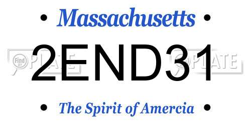 2END31 Massachusetts License Plate