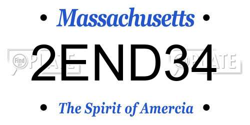 2END34 Massachusetts License Plate