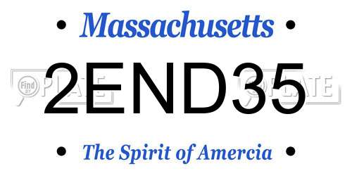 2END35 Massachusetts License Plate