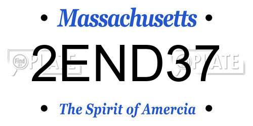 2END37 Massachusetts License Plate
