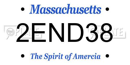 2END38 Massachusetts License Plate