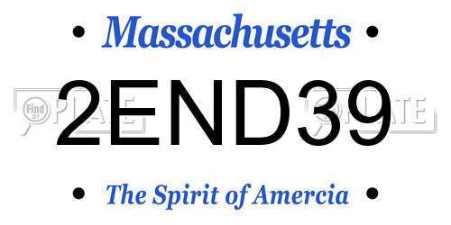 2END39 Massachusetts License Plate
