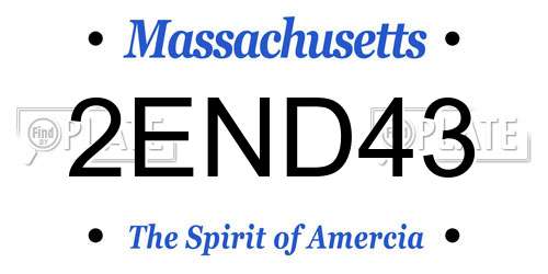 2END43 Massachusetts License Plate