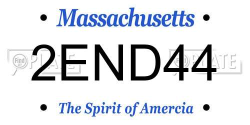 2END44 Massachusetts License Plate