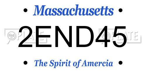 2END45 Massachusetts License Plate