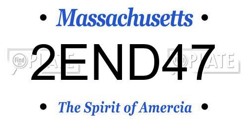2END47 Massachusetts License Plate