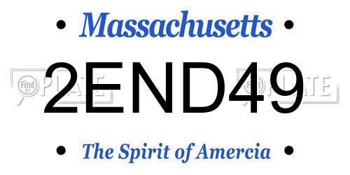 2END49 Massachusetts License Plate