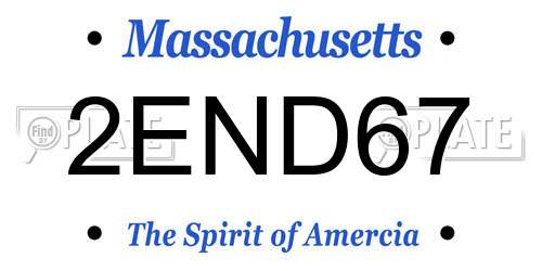 2END67 Massachusetts License Plate