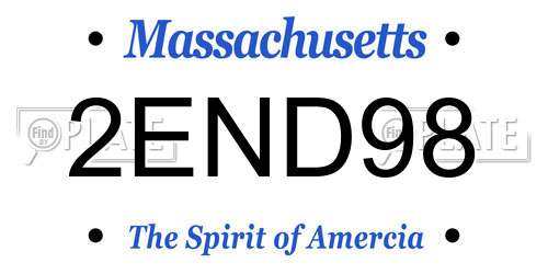 2END98 Massachusetts License Plate