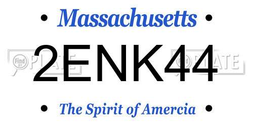 2ENK44 Massachusetts License Plate
