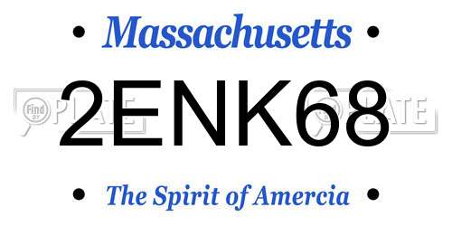 2ENK68 Massachusetts License Plate