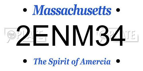2ENM34 Massachusetts License Plate