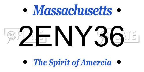 2ENY36 Massachusetts License Plate