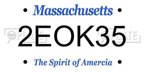 2EOK35 Massachusetts License Plate