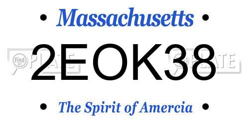 2EOK38 Massachusetts License Plate