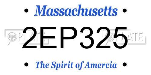 2EP325 Massachusetts License Plate
