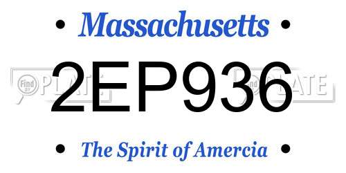 2EP936 Massachusetts License Plate