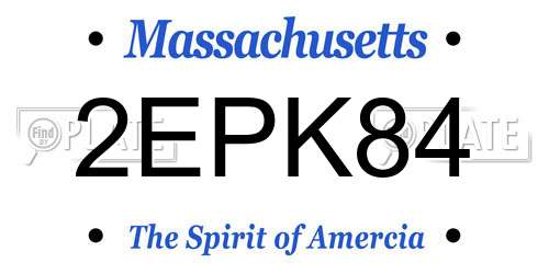 2EPK84 Massachusetts License Plate