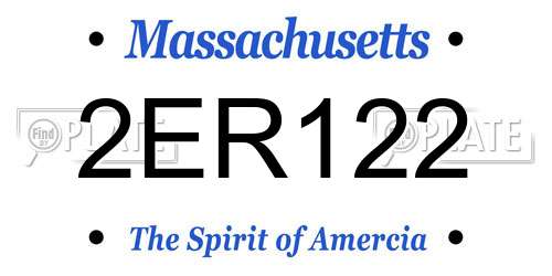 2ER122 Massachusetts License Plate