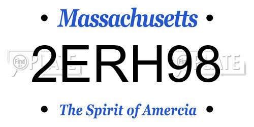 2ERH98 Massachusetts License Plate