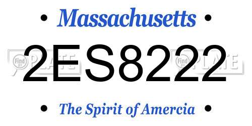 2ES8222 Massachusetts License Plate