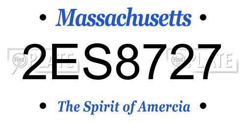 2ES8727 Massachusetts License Plate