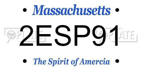 2ESP91 Massachusetts License Plate