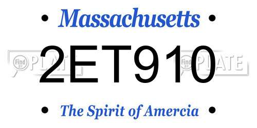 2ET910 Massachusetts License Plate