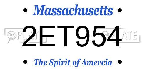 2ET954 Massachusetts License Plate