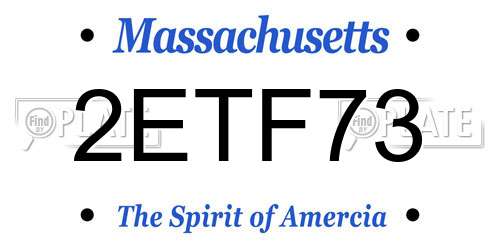 2ETF73 Massachusetts License Plate