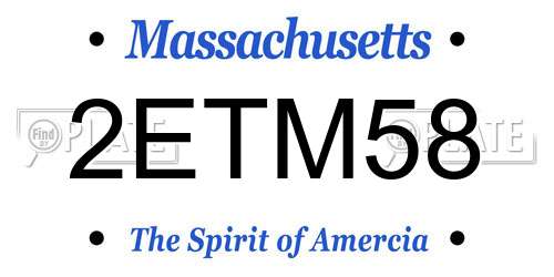 2ETM58 Massachusetts License Plate