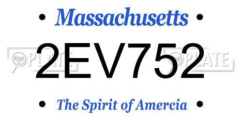 2EV752 Massachusetts License Plate