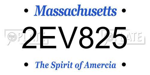 2EV825 Massachusetts License Plate