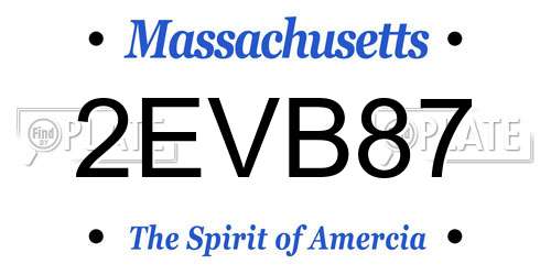 2EVB87 Massachusetts License Plate