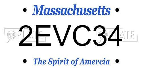 2EVC34 Massachusetts License Plate