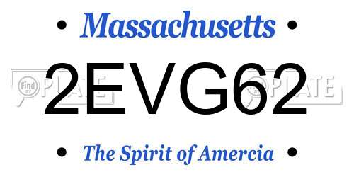 2EVG62 Massachusetts License Plate