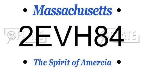 2EVH84 Massachusetts License Plate