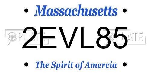 2EVL85 Massachusetts License Plate