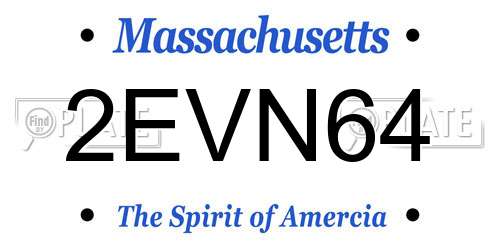 2EVN64 Massachusetts License Plate