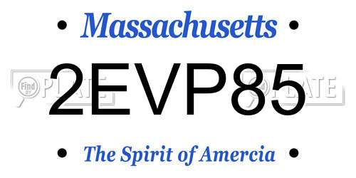 2EVP85 Massachusetts License Plate