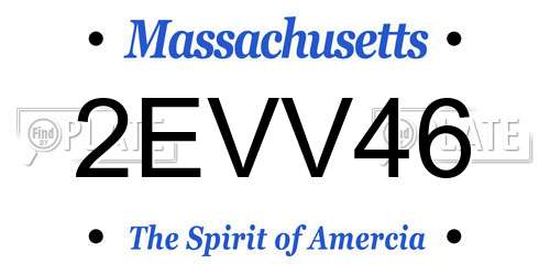 2EVV46 Massachusetts License Plate