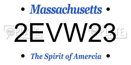 2EVW23 Massachusetts License Plate