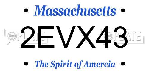 2EVX43 Massachusetts License Plate