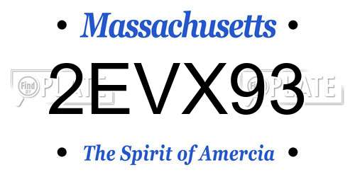 2EVX93 Massachusetts License Plate