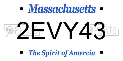 2EVY43 Massachusetts License Plate