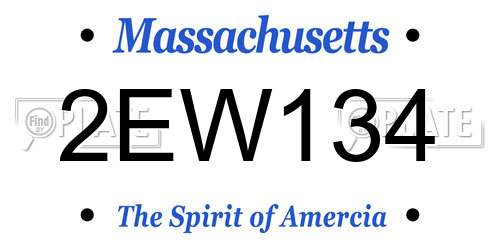 2EW134 Massachusetts License Plate