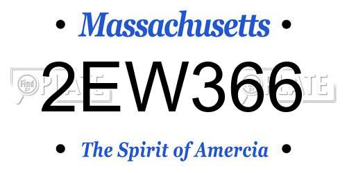 2EW366 Massachusetts License Plate
