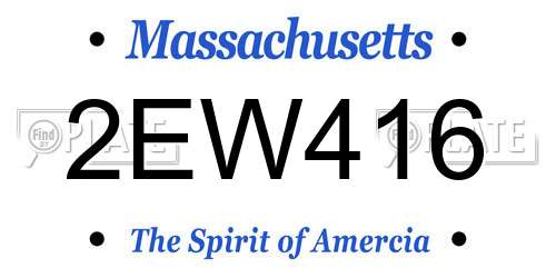 2EW416 Massachusetts License Plate